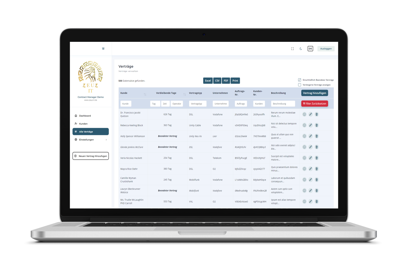Vertragsmanager Einfache Vertragsverwaltung